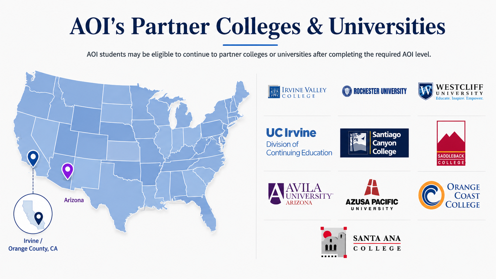 AOI partner colleges and universities